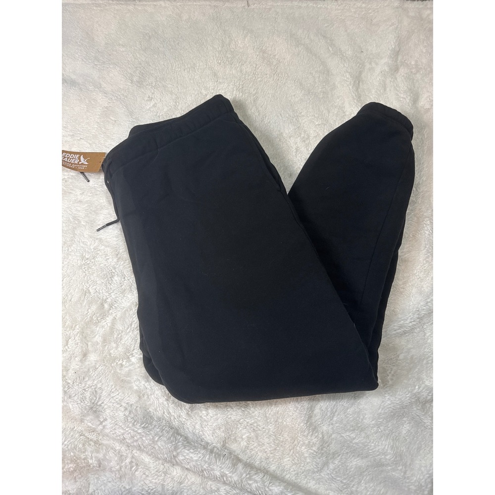Eddie Bauer Sweatpants Mens XXL Black NEW Vintage‎ Soft Lined Joggers Fleece
